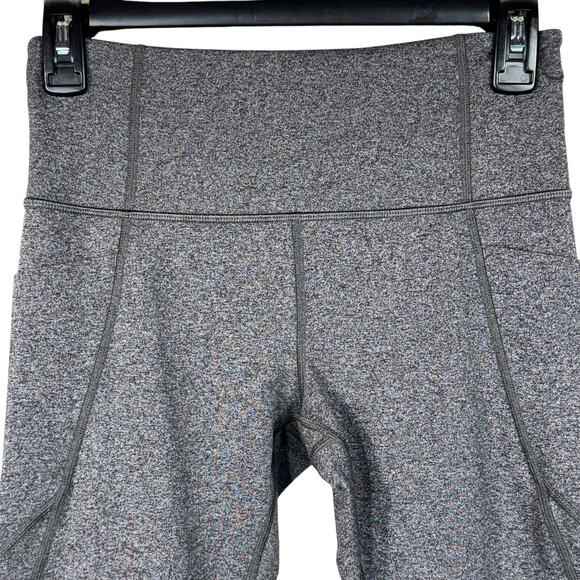 Athleta Small Salutation Stash Pocket Capris Leggings Stretch Heathered Gray - Picture 2 of 8